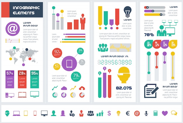 Elementos de infografía de la industria de TI