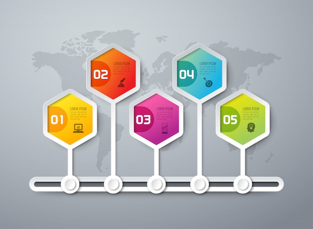 Elementos de infografía de línea de tiempo