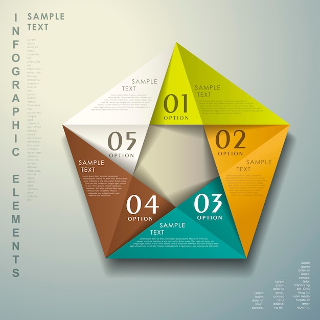 Elementos de infografía de papel 3d abstractos realistas