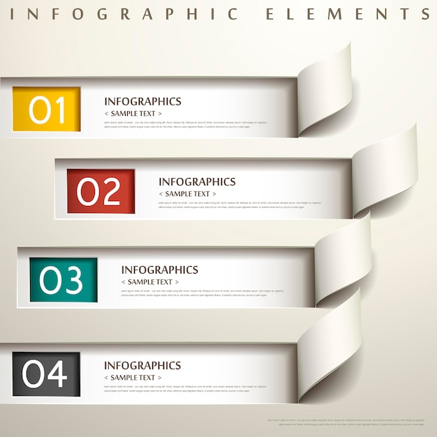 Elementos de infografía de papel 3d abstractos realistas