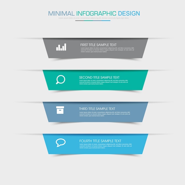 Elementos de infografía con proceso de icono de negocio o pasos y diseño de vector de flujo de trabajo de opciones