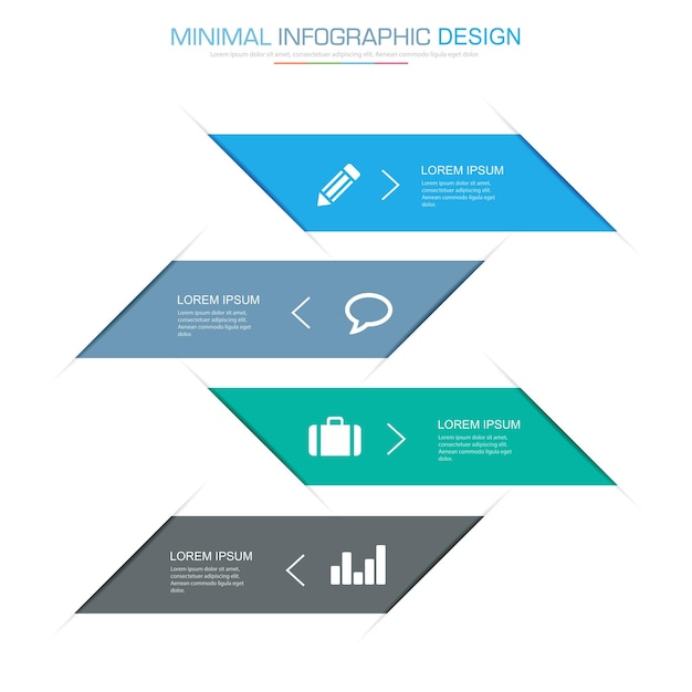 Elementos de infografía con proceso de icono de negocio o pasos y diseño de vector de flujo de trabajo de opciones