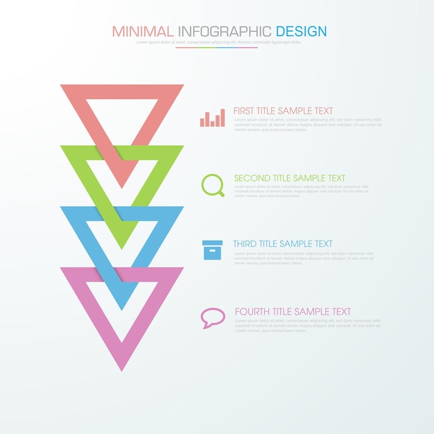 Elementos de infografía con proceso de icono de negocio o pasos y diseño de vector de flujo de trabajo de opciones