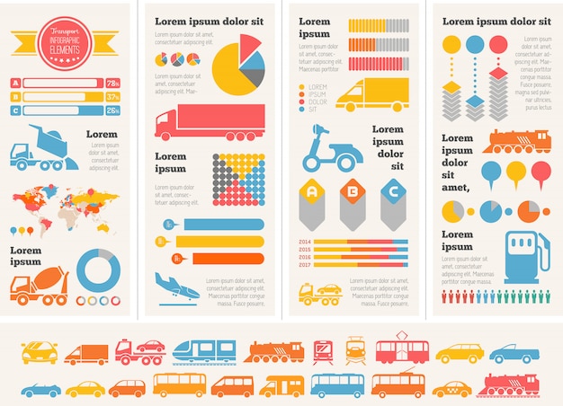 Elementos de infografía de transporte.