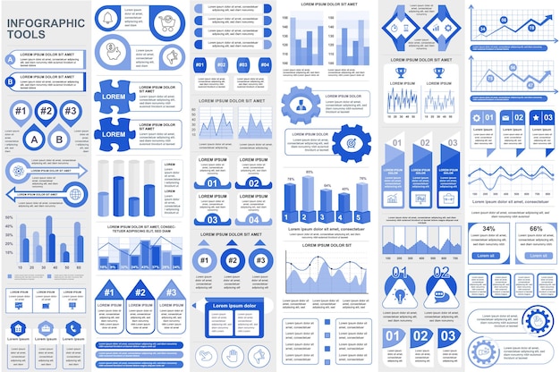 Elementos de infografía visualización de datos diagrama de gráfico de diseño vectorial línea de tiempo y flujo de trabajo