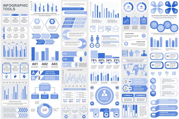 Elementos de infografía visualización de datos diagrama de gráfico de diseño vectorial línea de tiempo y flujo de trabajo