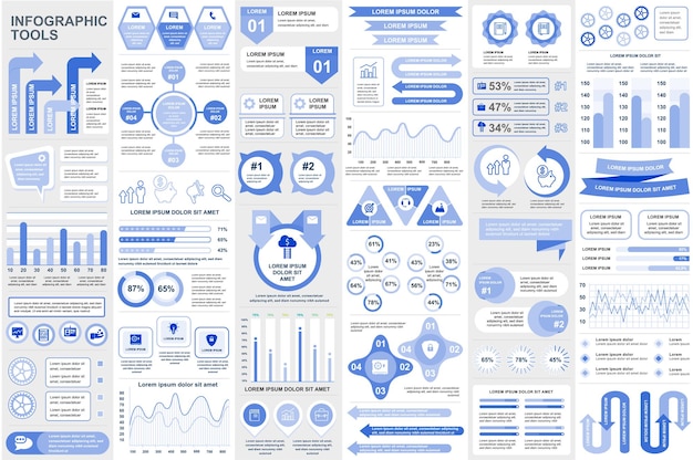 Elementos de infografía visualización de datos diagrama de gráfico de diseño vectorial línea de tiempo y flujo de trabajo