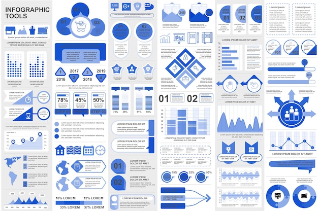 Elementos de infografía visualización de datos diagrama de gráfico de diseño vectorial línea de tiempo y flujo de trabajo