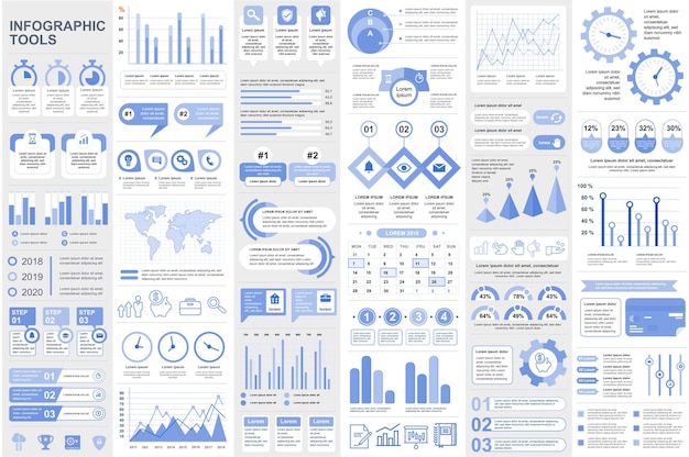 Elementos de infografía visualización de datos diagrama de gráfico de diseño vectorial línea de tiempo y flujo de trabajo