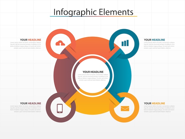 Vector elementos de infografías de negocio colorido círculo