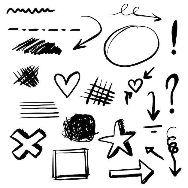 Elementos infográficos aislados en fondo blanco dibujado a mano de la ilustración vectorial del elemento de diseño