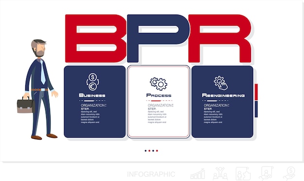 Elementos infográficos BPR y elementos infográficos stock ilustración infografía, diagrama de flujo