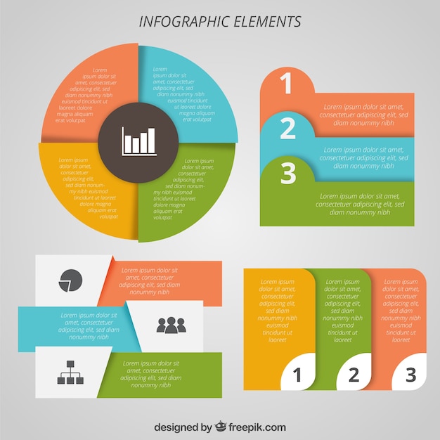 Elementos infográficos de colores