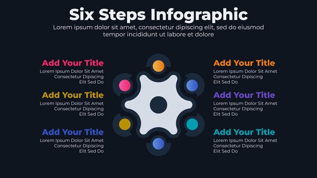 Elementos infográficos creativos con 6 pasos.