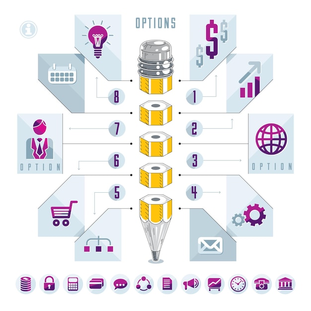 Vector elementos infográficos creativos, idea de lápiz, ilustración vectorial.