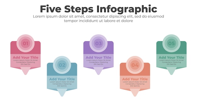 Elementos infográficos creativos vectoriales con 5 pasos