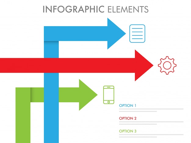 Elementos infográficos con flechas de colores.