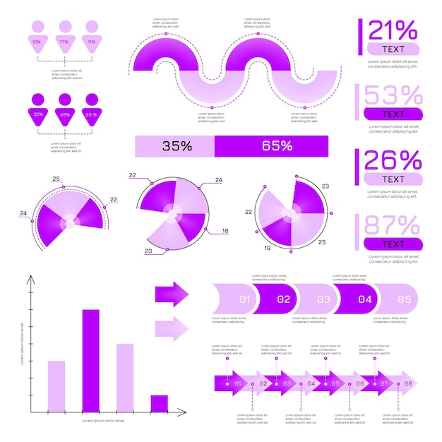 Elementos infográficos gráficos y tablas de marketing de visualización de datos abstractos