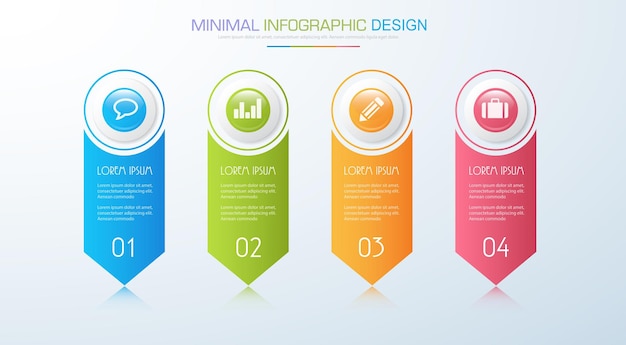 Elementos infográficos con icono de negocio en proceso de círculo de fondo a todo color o diagramas de flujo de trabajo de pasos y opciones ilustración de elemento de diseño vectorial eps10