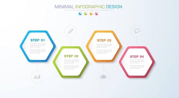 Elementos infográficos con icono de negocio en proceso de círculo de fondo a todo color o diagramas de flujo de trabajo de pasos y opciones ilustración de elemento de diseño vectorial eps10