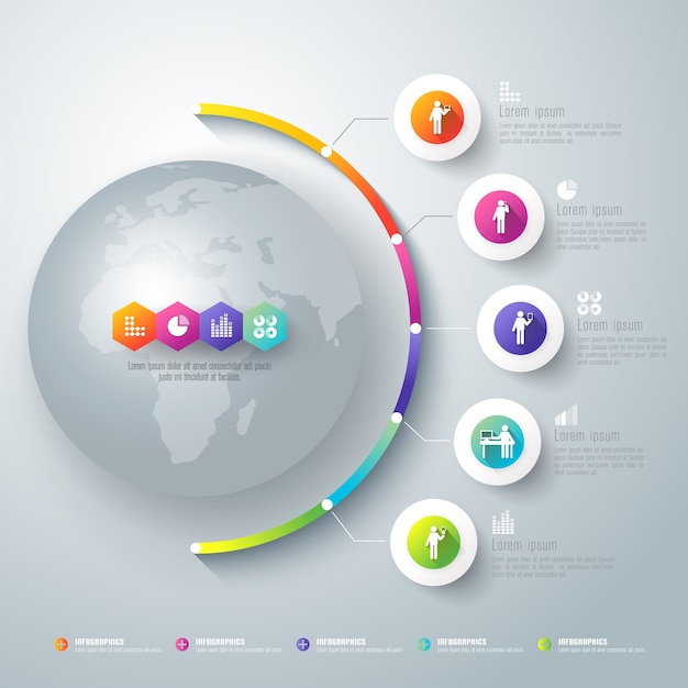 Elementos infográficos de la línea de tiempo para la presentación.