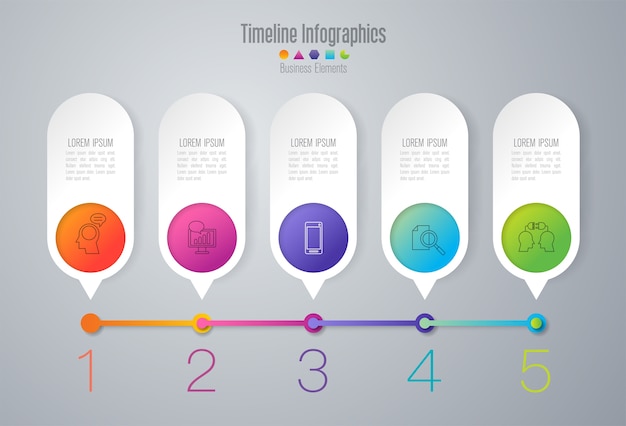 Elementos infográficos de la línea de tiempo para la presentación.