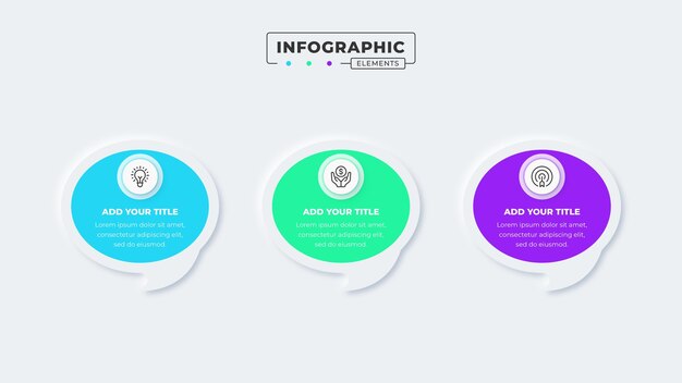 Elementos infográficos de negocios modernos con 3 pasos u opciones