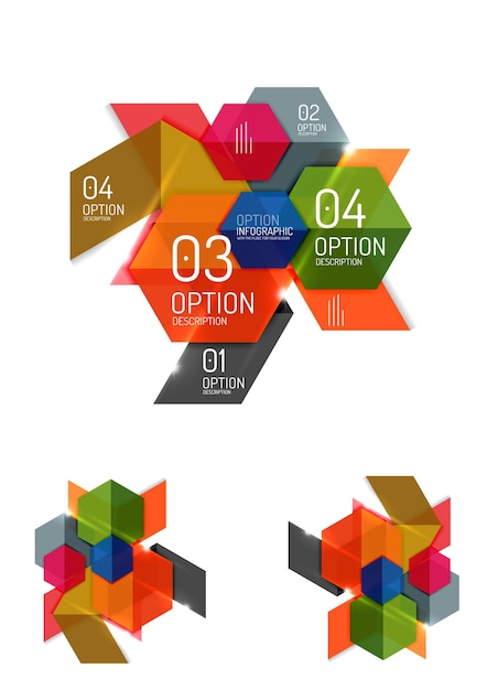 Elementos infográficos de papel para presentación de antecedentes comerciales o mensaje con opciones y botones