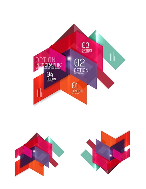 Elementos infográficos de papel para presentación de antecedentes comerciales o mensaje con opciones y botones
