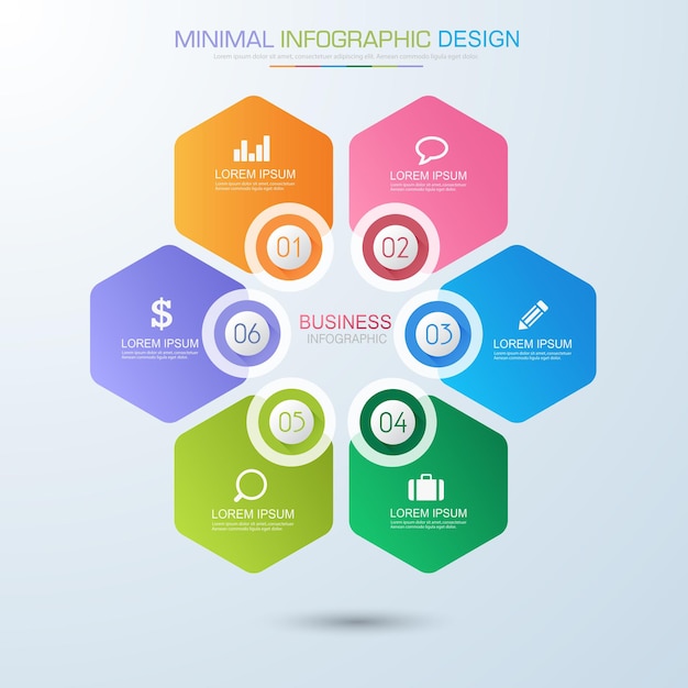 Elementos infográficos con proceso de iconos de negocios o pasos y opciones de diseño de vectores de flujo de trabajo