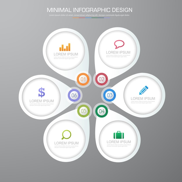 Elementos infográficos con proceso de iconos de negocios o pasos y opciones de diseño de vectores de flujo de trabajo