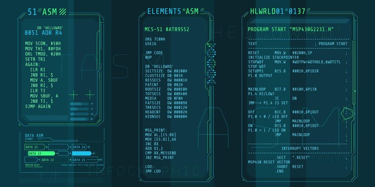 Vector elementos de la interfaz de hud con parte del código.