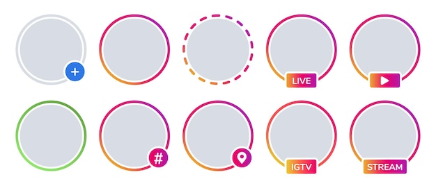 Vector elementos de la interfaz plantillas de avatares de redes sociales plantillas con tipos de avatares coloridos