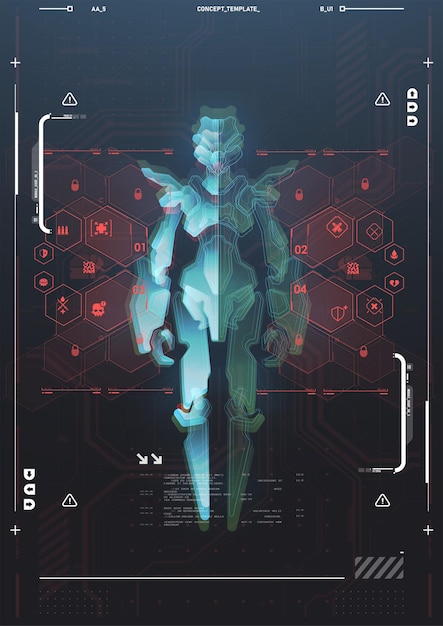 Elementos de interfaz de usuario de juego en estilo cibernético Interfaz futurista Ui Holográfico HUD elementos de interface de usuario tecnología