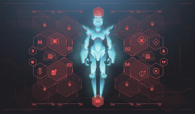 Elementos de interfaz de usuario de juego en estilo cibernético Interfaz futurista Ui Holográfico HUD Elementos de interface de usuario