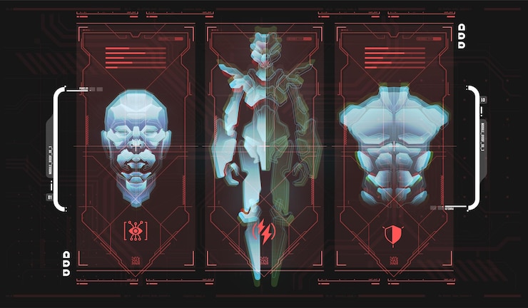 Vector elementos de interfaz de usuario de juego en estilo cibernético interfaz futurista ui holográfico hud elementos de interface de usuario