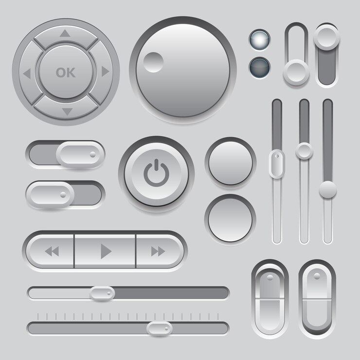Vector elementos de interfaz de usuario web gris elementos de diseño botones interruptores deslizadores