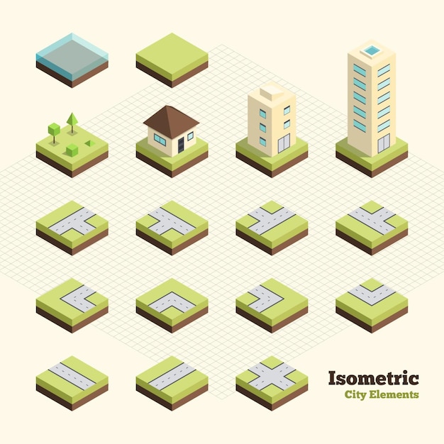 Elementos isométricos de la ciudad