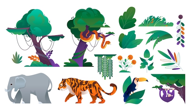 Elementos de la jungla en estilo gradiente