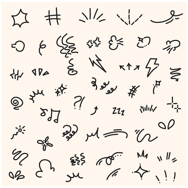 Elementos de línea de boceto con dibujos de estilo de ilustración