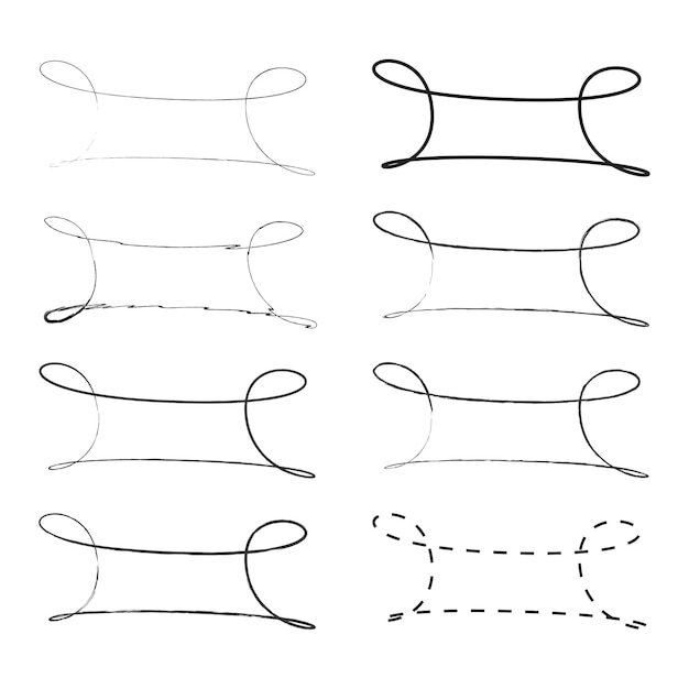 Elementos de línea caligráfica Formas rizadas decorativas Icono de desplazamiento vectorial Estilo negro mínimo