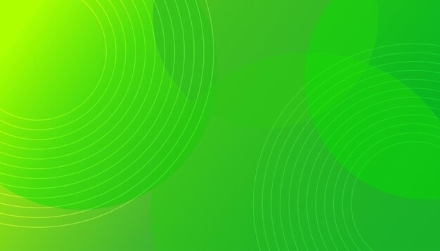 Elementos de línea de composición de forma de círculo de fondo verde abstracto con formas de gradiente fluido