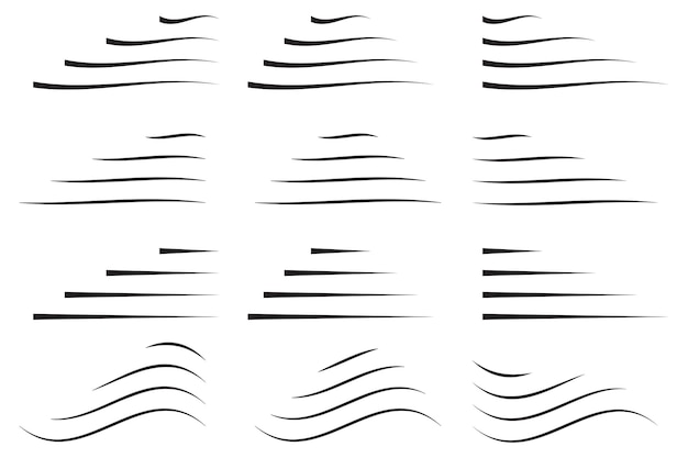 Elementos de línea decorativos Formas onduladas abstractas Detalles de trazos curvos Diseño vectorial sencillo