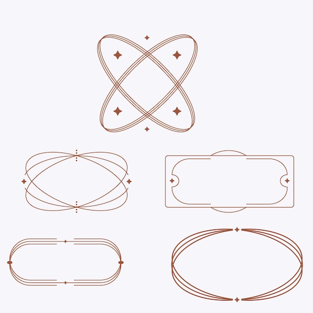 Elementos de línea estética minimalista moderna con marcos lineales de moda con marcos de arco de estrellas geo