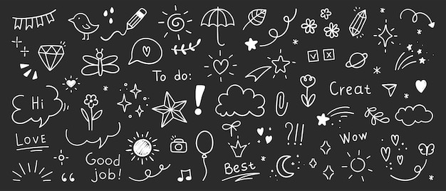 Elementos de la línea de pluma de Doodle