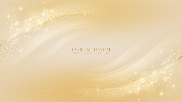 Elementos de líneas doradas con decoración de efecto de luz bokeh y brillo Fondo de diseño de estilo lujoso