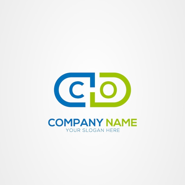 Elementos del logotipo del medicamento con la letra CO del monograma mínimo