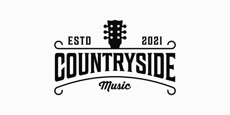 Elementos del logotipo de la silueta del inconformista retro vintage de la música del campo