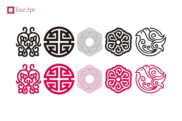 Elementos y marcos decorativos chinos adornos Elemento arabesco romántico diseño vectorial art deco