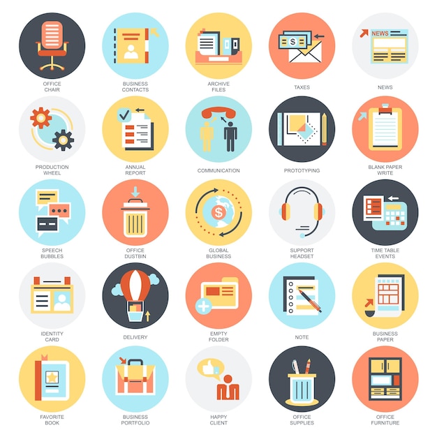 Elementos modernos de iconos planos para el diseño de webs y aplicaciones